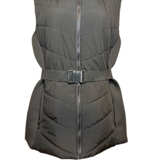 Michael Kors Black Belted Faux Fur Hooded Zip Vest Womens - Picture 4 of 8